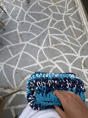 Crochet Clutch Bag handmade, new, white and blue