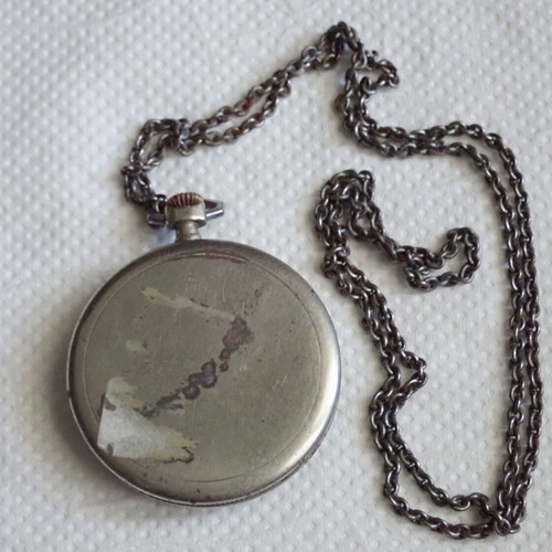Cyma Swiss Pocket Watch 1930s used with chain and 6 stones