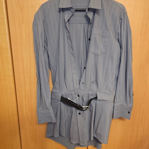 Zara dress shirt style with integrated belt new, gray