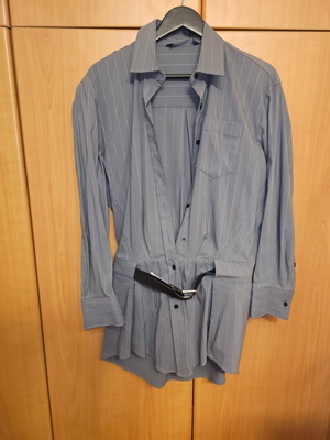 Zara dress shirt style with integrated belt new, gray