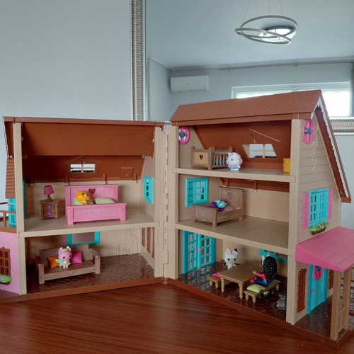 Li'l Woodzeez Dollhouse Large Country Home with Lights