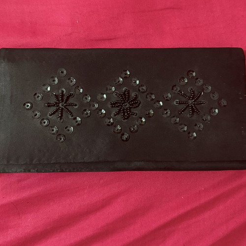 Sequin satin clutch bag like new, black