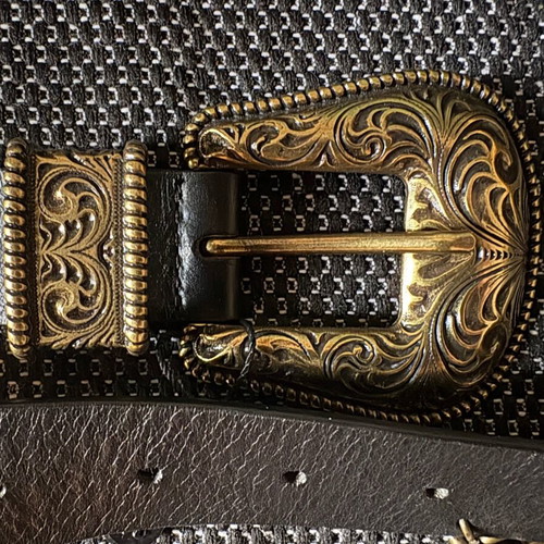 Black leather belt The Kooples 90cm new with bronze buckle and heart charm