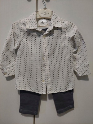 Hashtag baby set 12 months new, shirt and pants with suspenders