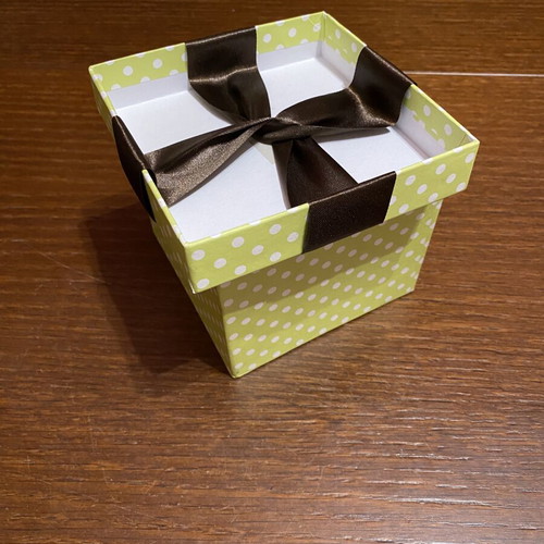 Decorative gift box with satin bow like new, 12x12x10cm