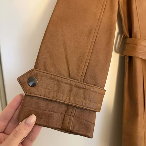 Sarah Lawrence leather coat like new, cognac color