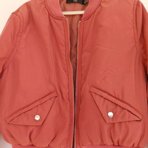 Missguided bomber cropped jacket like new, dusty rose-salmon, XS 34