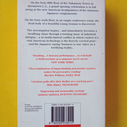 Rising Sun by Michael Crichton like new