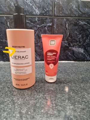 Lierac body cream used 400 ml and Pharma Lead hand cream unused 75 ml