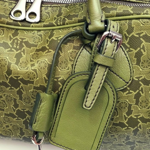 Celine Carriage Pattern handbag like new, green with case and lock