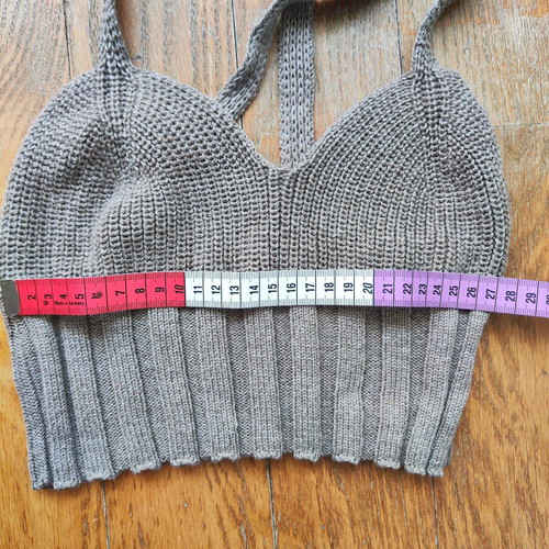 Knit Crop Top with Cross-Back Straps Taupe like new