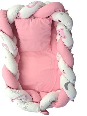 Baby nest 0-6 months with removable braid for girl cotton new