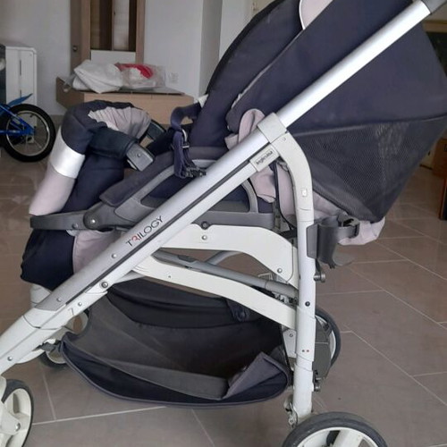 Inglesina Trilogy stroller used with footmuff beige-blue 2017