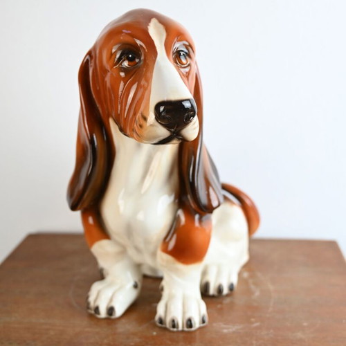 Vintage decorative dog used, large size 34x33 cm