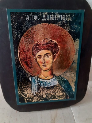 Wooden handmade religious icon new, decoupage technique