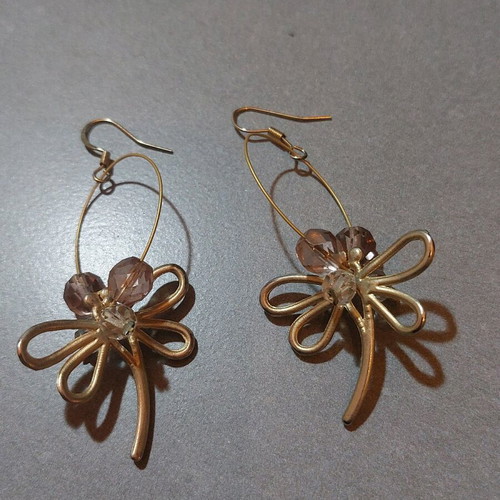 Dangling earrings with butterflies new, gold color