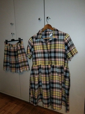 Checked shirt and pleated skirt set new