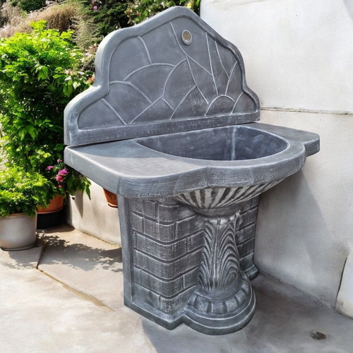 Debora Concrete Garden Fountain in Gray and White, New