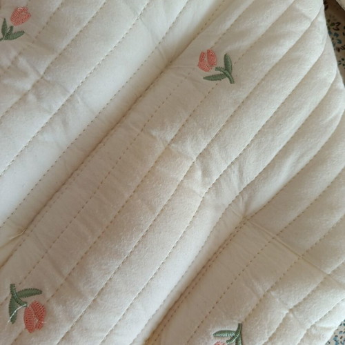 Soft stroller cover with pink tulip embroidery, like new