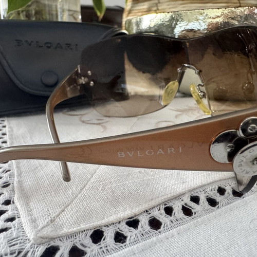 Bulgari 6009 shield sunglasses, brown gradient