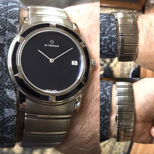 Eterna watch new unisex with blue-black dial and sapphire crystal