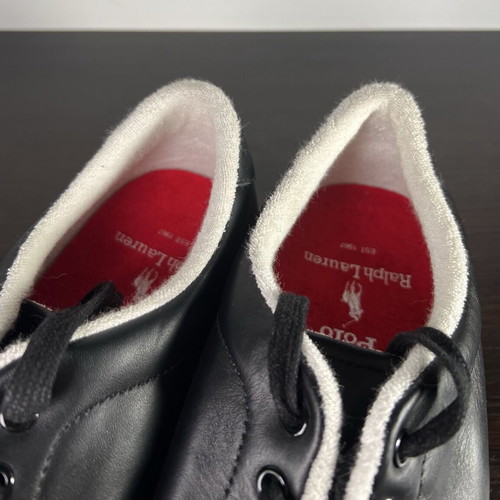 Polo Ralph Lauren Longwood sneakers black leather red stripes like new