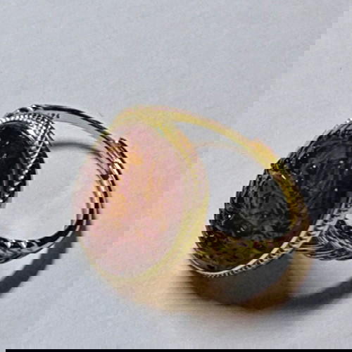 Δαχτυλίδι με Χαλκηδόνιο Σκαλιστό και Επίχρυσο Ασήμι 925, Σαν Καινούργιο