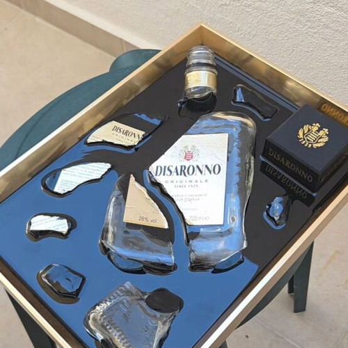 Disarono 3D Frame new, handmade wall art with original bottle