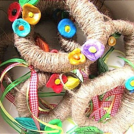 Handmade wreath with clay flowers new