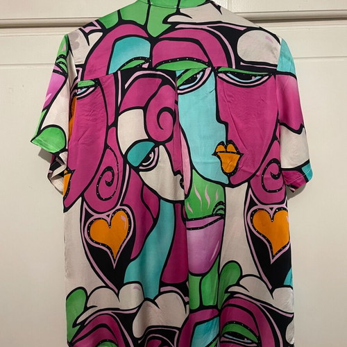 Lindsay Moda Italy shirt with silk, like new, multicolor