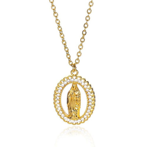 Virgin Mary Necklace with Zircon Stones, 2 Models