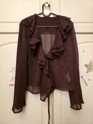 Shein tulle top with neck design like new, brown