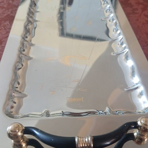 Stainless Steel Serving Trays like new, set of 2 with gold design
