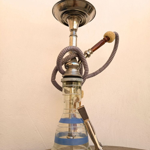 Egyptian Shisha 54cm Blue Glass Base Complete Setup used