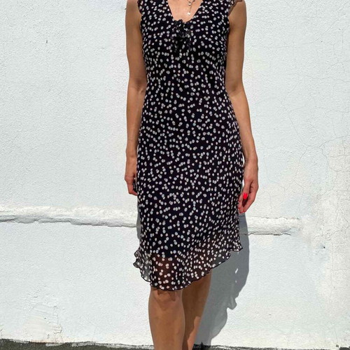 Polkadot dress size S, like new, black