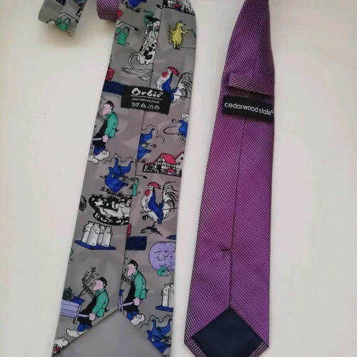 Unisex ties like new, colorful and purple, set of 2