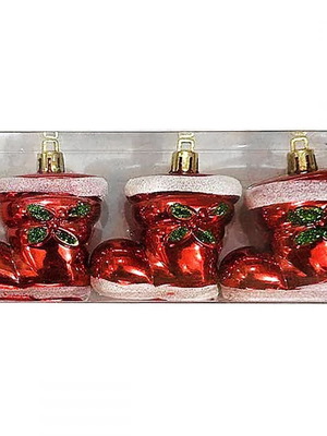 Christmas boot ornaments set of 3 6.5x5cm new