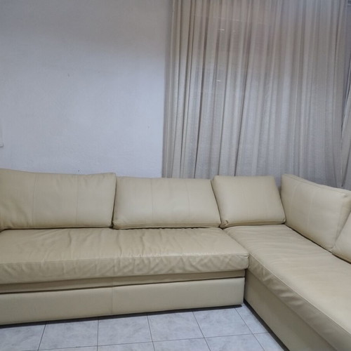 Leather L-shaped sofa with three beds