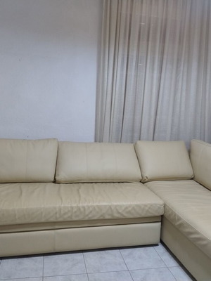 Leather L-shaped sofa with three beds