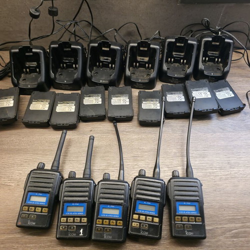 Icom IC-F61 ATEX UHF walkie talkies with batteries and chargers