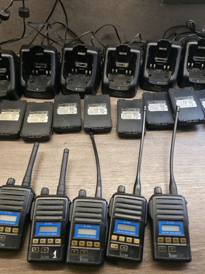 Icom IC-F61 ATEX UHF walkie talkies with batteries and chargers