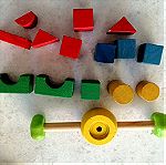  Ξύλινα παιχνίδια+τουβλάκια+ λούτρινο κουκλάκι+ παιχνίδι με αξιοθέατα για παιδιά