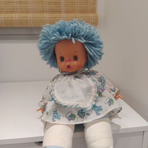 Patapoufa doll blue with mechanism El Greco 1980s like new, 38cm