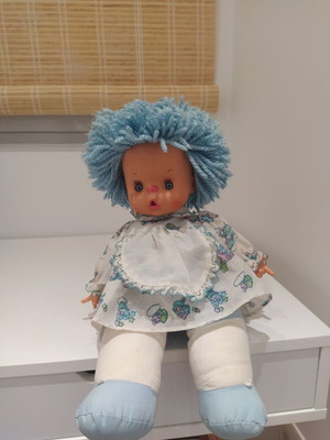 Patapoufa doll blue with mechanism El Greco 1980s like new, 38cm