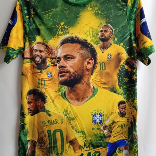 Neymar Jr 10 Brazil acrylic commemorative T-shirt