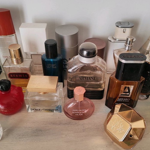 Perfume bottle collection used, empty, 24 pieces