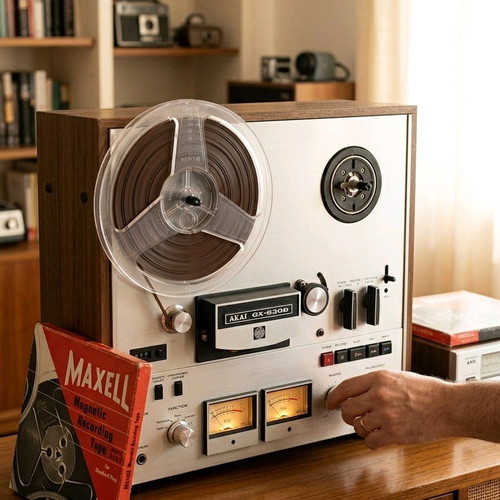 Maxell empty reel magnetic recording tape model A50-7 used