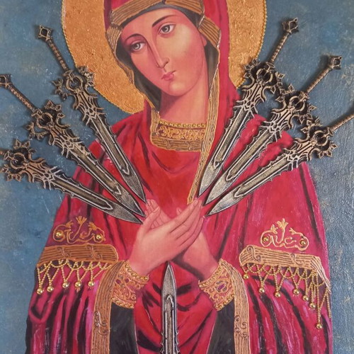Icon of Virgin Mary on wood, new, 40×60 cm