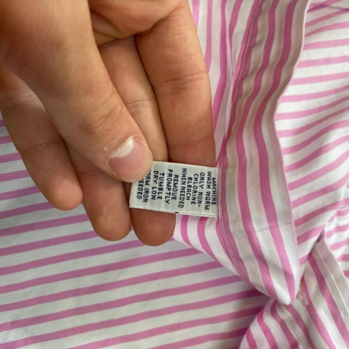 Ralph Lauren Longsleeve Oxford Shirt XL, pink white pinstripe, blue logo