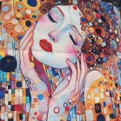 Φουλάρι με art σχέδιο 40x40cm, unisex